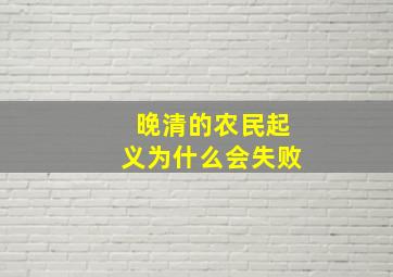 晚清的农民起义为什么会失败