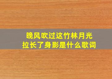 晚风吹过这竹林月光拉长了身影是什么歌词