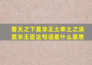 普天之下莫非王土率土之滨莫非王臣这句话是什么意思