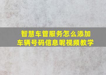 智慧车管服务怎么添加车辆号码信息呢视频教学