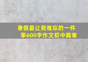 暑假最让我难忘的一件事600字作文初中篇章