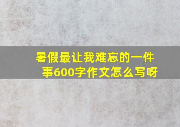 暑假最让我难忘的一件事600字作文怎么写呀