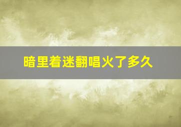 暗里着迷翻唱火了多久