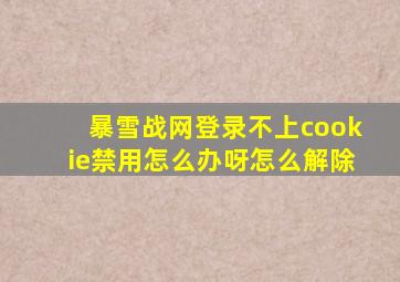 暴雪战网登录不上cookie禁用怎么办呀怎么解除