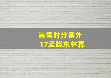 暴雪时分番外17孟晓东林霖