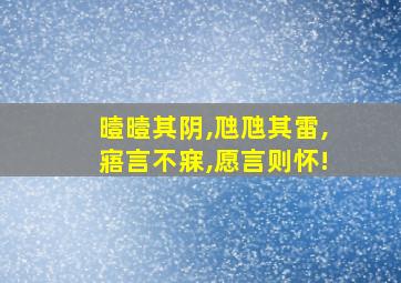 曀曀其阴,虺虺其雷,寤言不寐,愿言则怀!