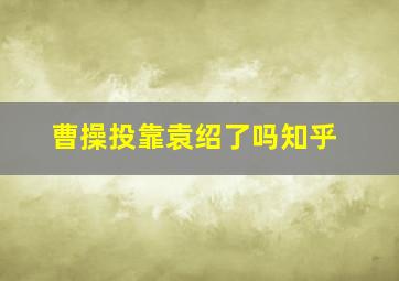 曹操投靠袁绍了吗知乎