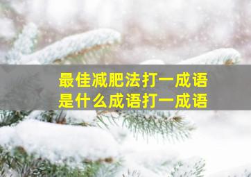 最佳减肥法打一成语是什么成语打一成语