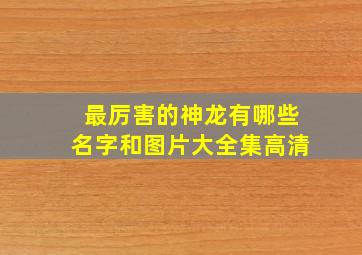 最厉害的神龙有哪些名字和图片大全集高清