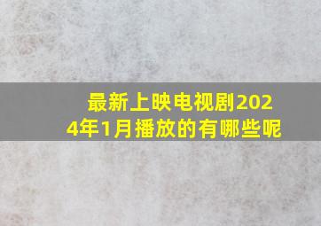 最新上映电视剧2024年1月播放的有哪些呢