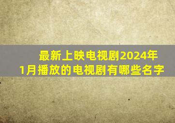 最新上映电视剧2024年1月播放的电视剧有哪些名字