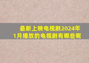 最新上映电视剧2024年1月播放的电视剧有哪些呢