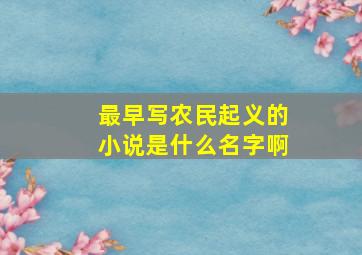 最早写农民起义的小说是什么名字啊