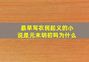 最早写农民起义的小说是元末明初吗为什么