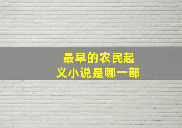 最早的农民起义小说是哪一部