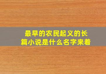 最早的农民起义的长篇小说是什么名字来着