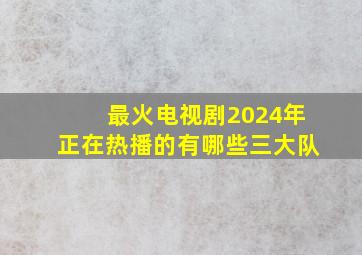 最火电视剧2024年正在热播的有哪些三大队