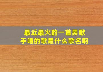 最近最火的一首男歌手唱的歌是什么歌名啊