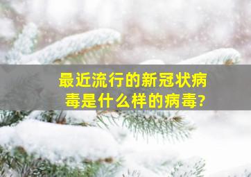 最近流行的新冠状病毒是什么样的病毒?