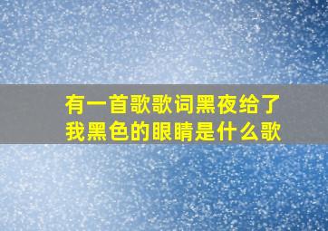 有一首歌歌词黑夜给了我黑色的眼睛是什么歌