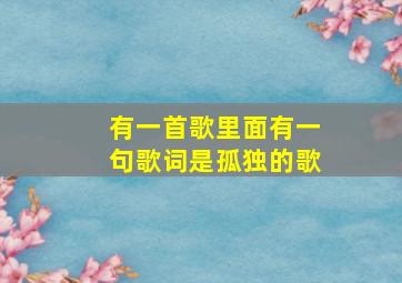 有一首歌里面有一句歌词是孤独的歌