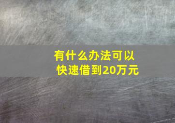 有什么办法可以快速借到20万元