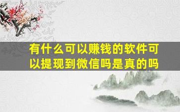 有什么可以赚钱的软件可以提现到微信吗是真的吗