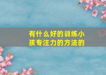 有什么好的训练小孩专注力的方法的