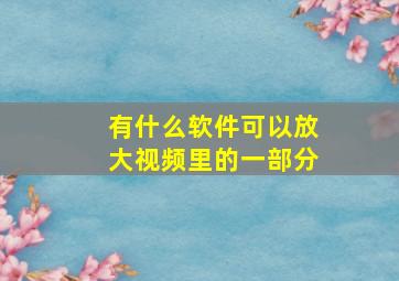 有什么软件可以放大视频里的一部分