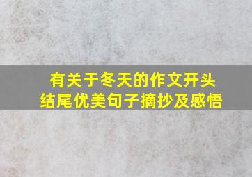 有关于冬天的作文开头结尾优美句子摘抄及感悟