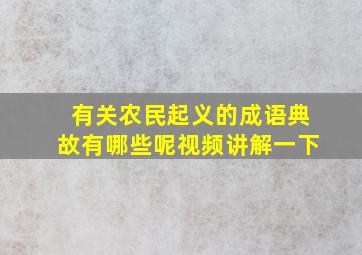 有关农民起义的成语典故有哪些呢视频讲解一下