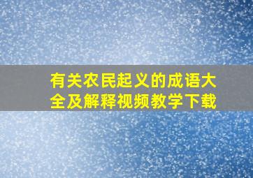 有关农民起义的成语大全及解释视频教学下载