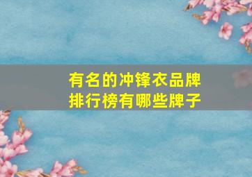 有名的冲锋衣品牌排行榜有哪些牌子