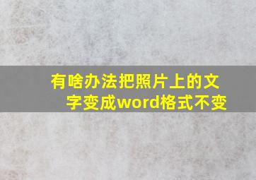 有啥办法把照片上的文字变成word格式不变