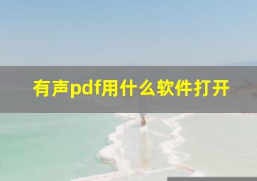 有声pdf用什么软件打开