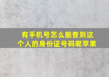 有手机号怎么能查到这个人的身份证号码呢苹果