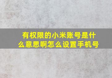 有权限的小米账号是什么意思啊怎么设置手机号