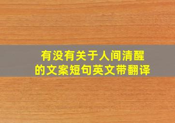 有没有关于人间清醒的文案短句英文带翻译