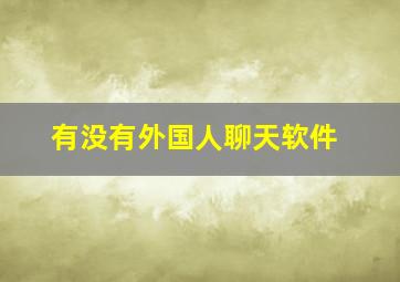 有没有外国人聊天软件