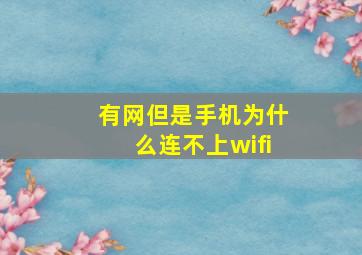 有网但是手机为什么连不上wifi