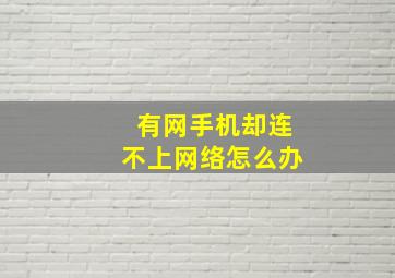 有网手机却连不上网络怎么办