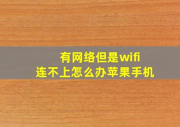 有网络但是wifi连不上怎么办苹果手机