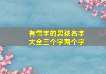 有雪字的男孩名字大全三个字两个字