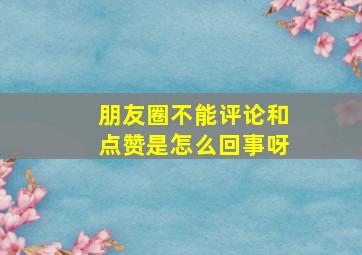 朋友圈不能评论和点赞是怎么回事呀