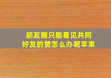 朋友圈只能看见共同好友的赞怎么办呢苹果