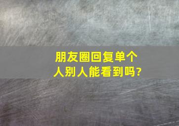 朋友圈回复单个人别人能看到吗?