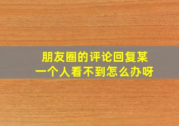 朋友圈的评论回复某一个人看不到怎么办呀