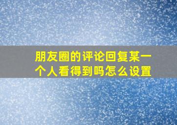 朋友圈的评论回复某一个人看得到吗怎么设置