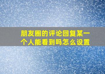 朋友圈的评论回复某一个人能看到吗怎么设置