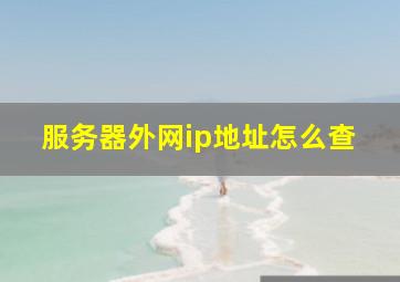 服务器外网ip地址怎么查